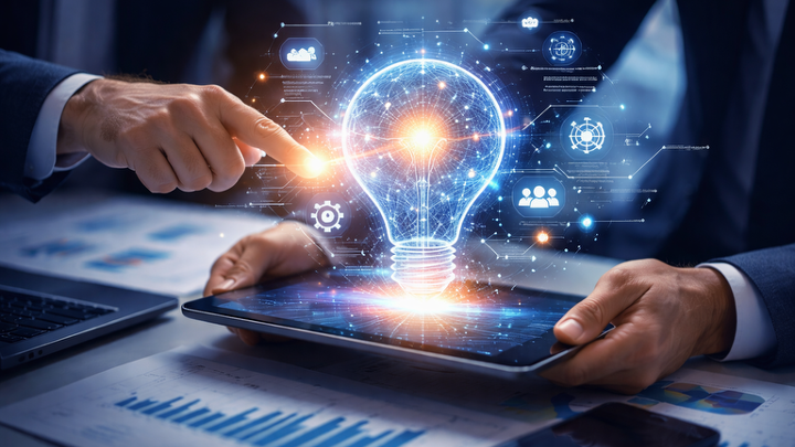 AI lightbulb and tablet