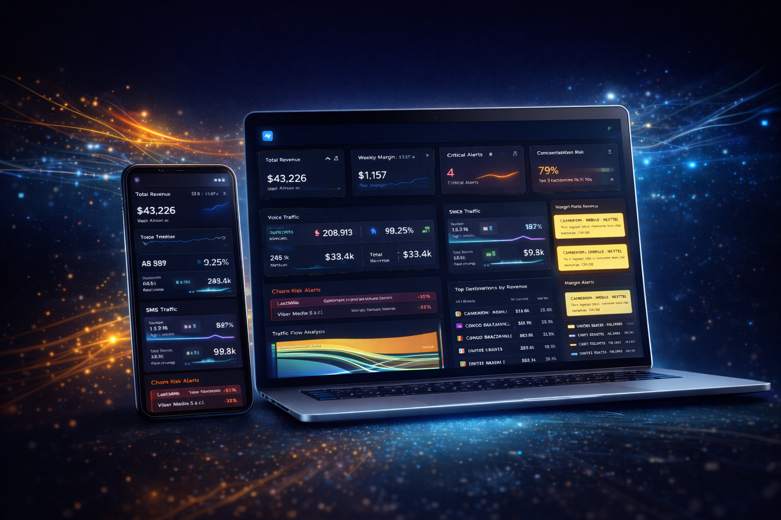Real-time intelligence dashboard for voice and SMS operations